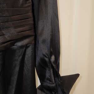 Black satin pantsuit